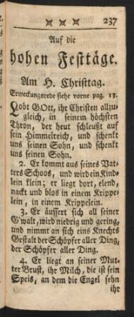 Auf die hohen Festtäge.