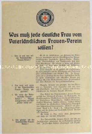 Informationsblatt des Vaterländischen Frauenvereins