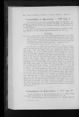 Verhandlungen zu Kopenhagen. - 1420 Sept. 17.