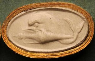 Ein Delphin windet sich um eine Amphora (Daktyliothek, Supplement)