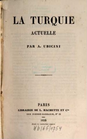 La Turquie actuelle : par A. Ubicini