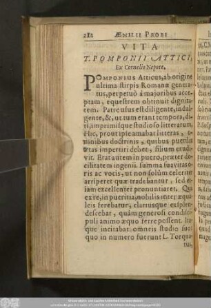 Vita T. Pomponii Attici, Ex Cornelio Nepote.