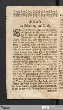 Vorrede zur Erklärung des Tituls.