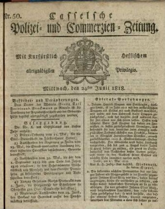 Nr. 50, Mittwoch, den 24sten Junii 1818