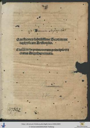 Questiones subtilissime Scoti in metaphysicam Aristotelis