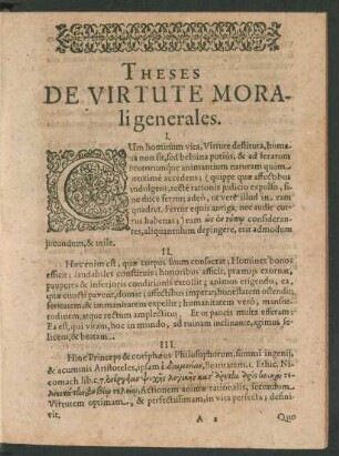 Theses De Virtute Morali generales.