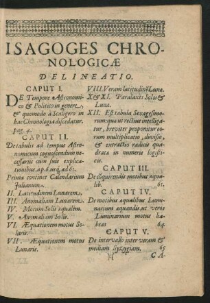 Isagoges Chronologicae Delineatio