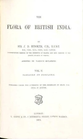 The flora of British India, 2. Sabiaceae to Cornaceae