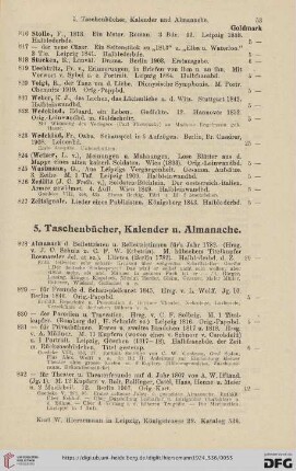 5. Taschenbücher, Kalender u. Almanache (Nr. 828 - 886)