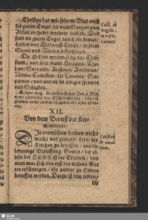 XII. Von dem Beruff der Kirchendiener