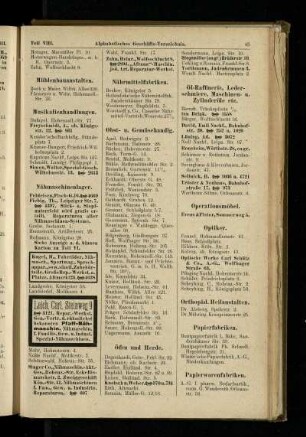 Papierfabriken bis Putzmacherinnen