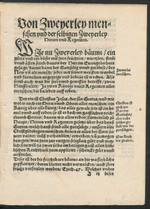 Von Zweyerley menschen und der selbigen Zweyerley Herren und Regenten.