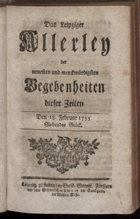 Den 18. Februar 1755. Siebendes Stück.