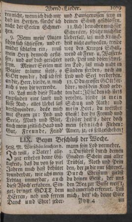 LIX. Beym Beschluß der Woche