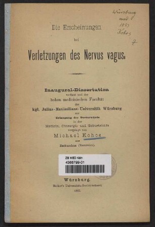 Die Erscheinungen bei Verletzungen des Nervus vagus