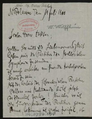 Brief an Werner Wolffheim : 19.07.1900