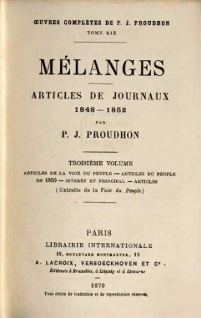 Mélanges : articles de journaux 1848 - 1852. 3