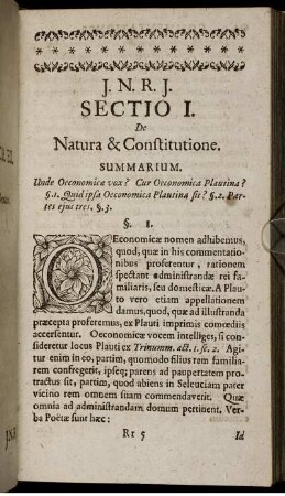 Sectio I. De Natura & Constitutione.