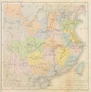 Karte zur Uebersicht der Provinzen von China und Reisewege des Verfassers