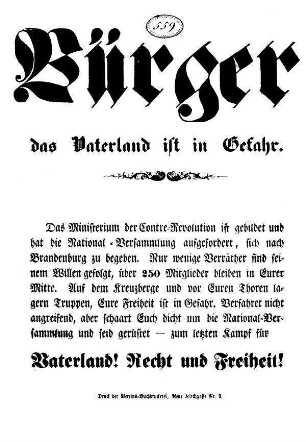 Bürger das Vaterland ist in Gefahr.