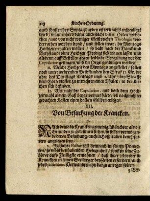 XII. Von Besuchung der Krancken.