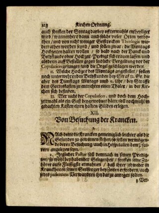 XII. Von Besuchung der Krancken.