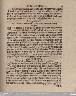Der 76 Artickel. Jüden sollen nicht geduldet und gehauset werden.