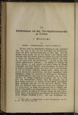 XX. Entscheidungen des Kgl. Ober-Appellationsgerichts zu Dresden