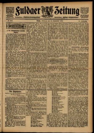 Erste Ausgabe vom Mittwoch, den 16. September 1903.
