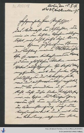 Nachlass L. Schemann (NL 12/2518) : Brief von Hans Oppermann an Ludwig Schemann