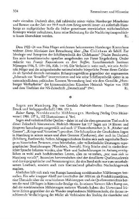 Sagen aus Hamburg, Gundula Hubrich-Messow (Hrsg.) : Husum, Husum-Druck und Verlagsgesellschaft, 1986