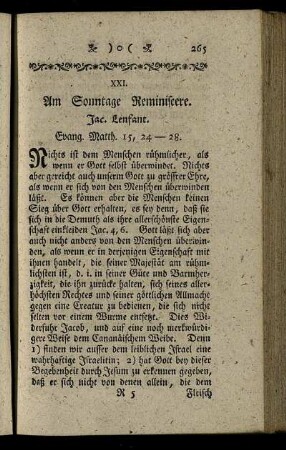 XXI. Am Sonntage Reminiscere. Evang. Matth.15, 24-28.
