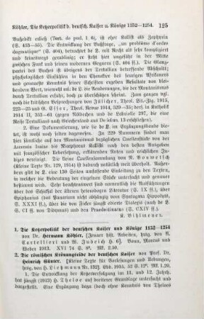125-127 [Rezension] Köhler, Hermann, Die Ketzerpolitik der deutschen Kaiser und Koenige in den Jahren 1152 - 1254