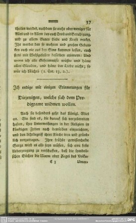 Erinnerungen für Diejenigen, welche sich dem Predigtamt widmen wollen