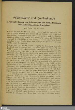 Arbeitsweise und Quellenkunde