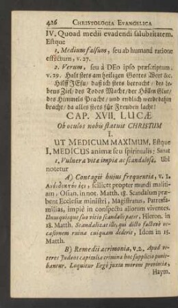 Cap. XVII. Lucae Ob oculos nobis statuit Christum ...