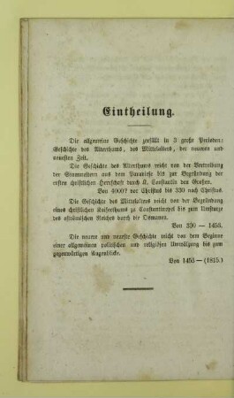 Eintheilung