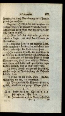 §. 5. Von äusserlichen Mitteln als Pflastern, Salben [et]c.