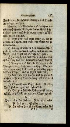 §. 5. Von äusserlichen Mitteln als Pflastern, Salben [et]c.