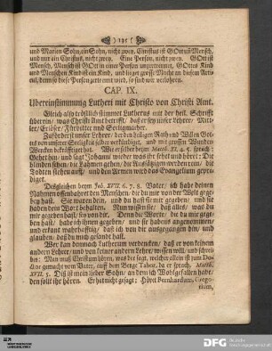 Cap. IX. Uberinstimmung Lutheri mit Christo von Christi Amt.