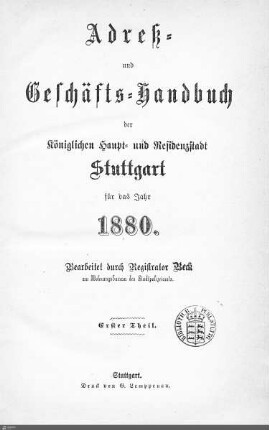 1880: Stuttgarter Adressbücher, 1880
