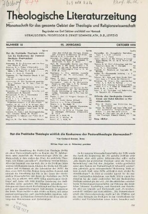 721-731 Hat die praktische Theologie wirklich die Konkurrenz der Pastoraltheologie überwunden?