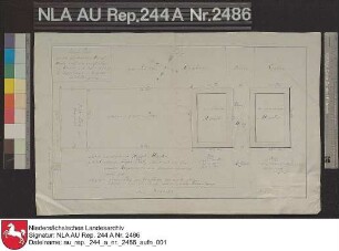 Lage der abgebrannten Hauptwache in AURICH Kolorierte Zeichnung von J. N. Franzius Papier Format 42,4x27,0 M 1:140 (ca)
