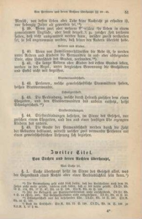 Zweiter Titel. Von Sachen und deren Rechten überhaupt.