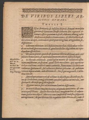De Viribus Liberi Arbitrii Humani.