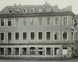 Dresden, Große Klostergasse 5, Wohn- und Geschäftshaus mit der Buch- und Steindruckerei Johannes Päßler und der Lederwaren-Fabrik Paul Eichelmann