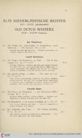 Alte niederländische Meister. XVI.-XVIII. Jahrhundert. Old Dutch Masters. XVIth-XVIIIth Century (Nr.182-402)