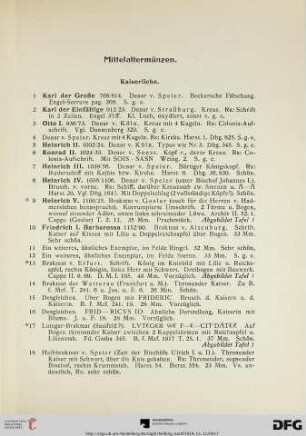 Mittelaltermünzen (Nr. 1-194)