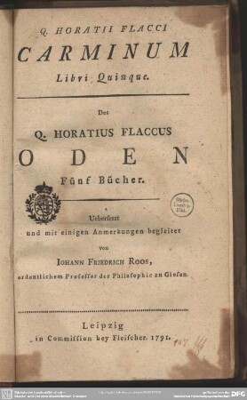 Q. Horatii Flacci Carminum : Libri Quinque