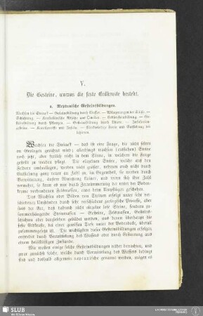 V. Die Gesteine, woraus die feste Erdkruste besteht